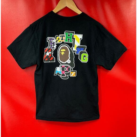 A Bathing Ape Authentic 0000. Black T Shirt Logo On Back Size S - Picture 3 of 14